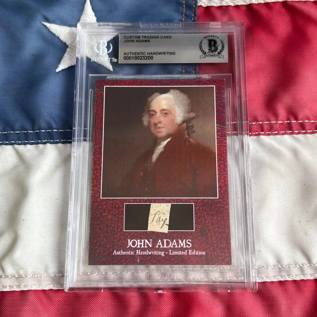 Graded trading card of John Adams legal document with authentic handwritten signature