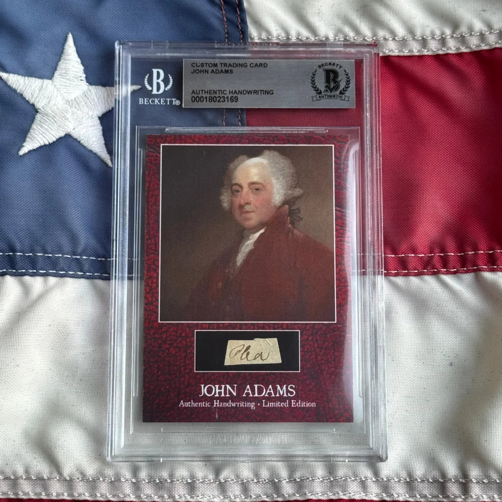Rare John Adams limited edition handwriting card with authentic signature