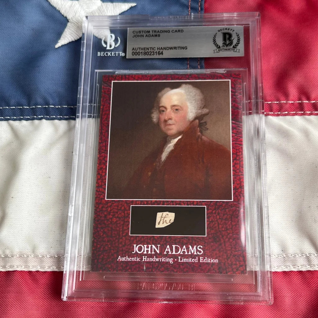 John Adams custom trading card with authentic handwriting in protective slab for legal document fans