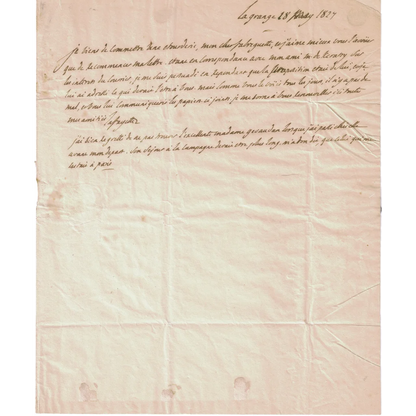 Crumpled antique handwritten word from French military hero on aged paper for dropdown menu