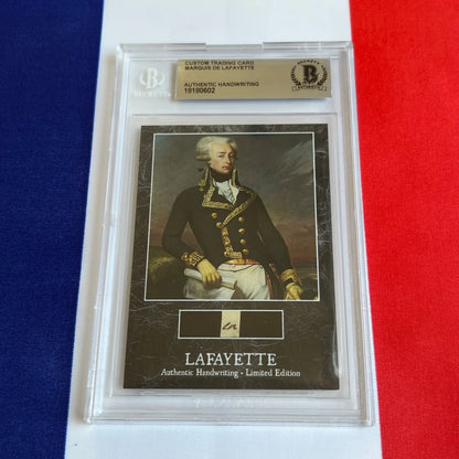 Custom Lafayette trading card with authentic handwritten word from French military hero