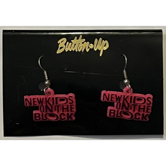 Rare NKOTB Boston Tour Block Earrings with pink design for vintage lovers and antique gifts