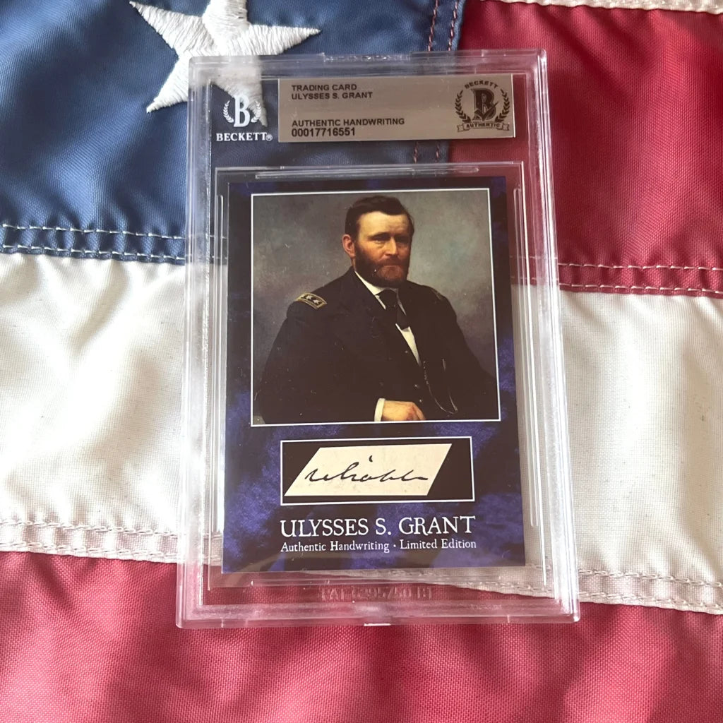 Beckett-graded Ulysses S Grant autograph card from Rare President Chester Arthur era