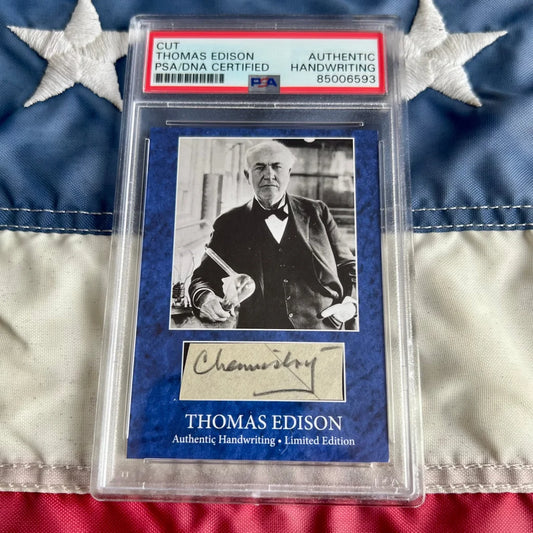 PSA DNA certified Thomas Edison signature with photo from Edison Words collection