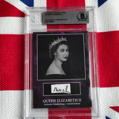 Rare Queen Elizabeth II handwritten trading card in case