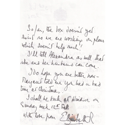 Handwritten Queen Elizabeth II words on white paper from British monarch memorabilia