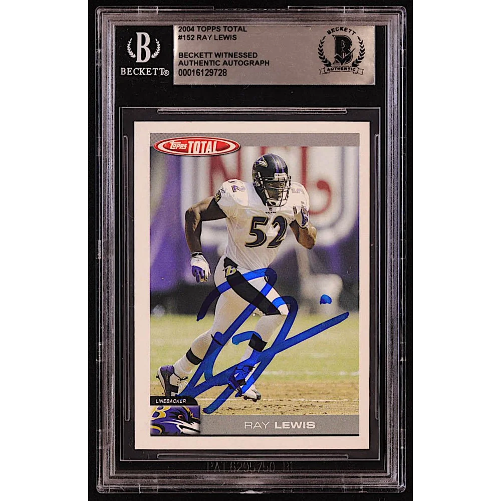 Beckett-certified 2004 Topps Total Ray Lewis autographed football card for sale