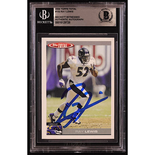 Beckett-certified 2004 Topps Total Ray Lewis autographed football card for sale