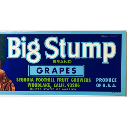 Vintage grape crate label from Sequoia Foothill Fruit Growers in the 70s