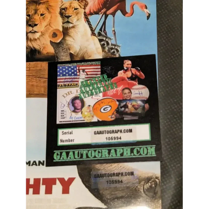 Authenticity certificate for rare Steve Carell Evan Almighty signed memorabilia