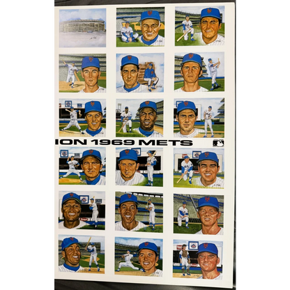 Vintage Susan Rini Miracle Mets cardstock poster featuring 1969 New York Mets players