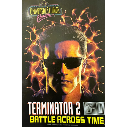 Rare T2 3D Universal Studios poster featuring Arnold Schwarzenegger and Terminator 2 battle
