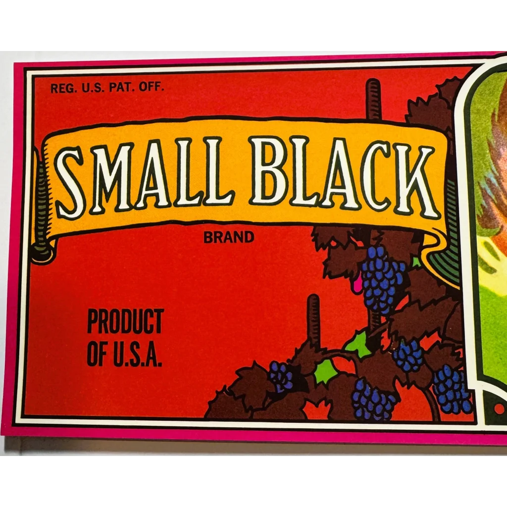 Vintage Small Black brand label from Victor Fruit Growers on Rare Victor Zinfandel crate