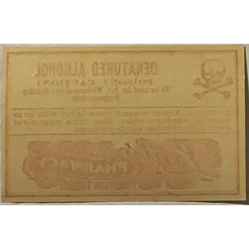 Rare Vintage 1920s Denatured Alcohol Label Lents Pharmacy Portland OR Advertisements