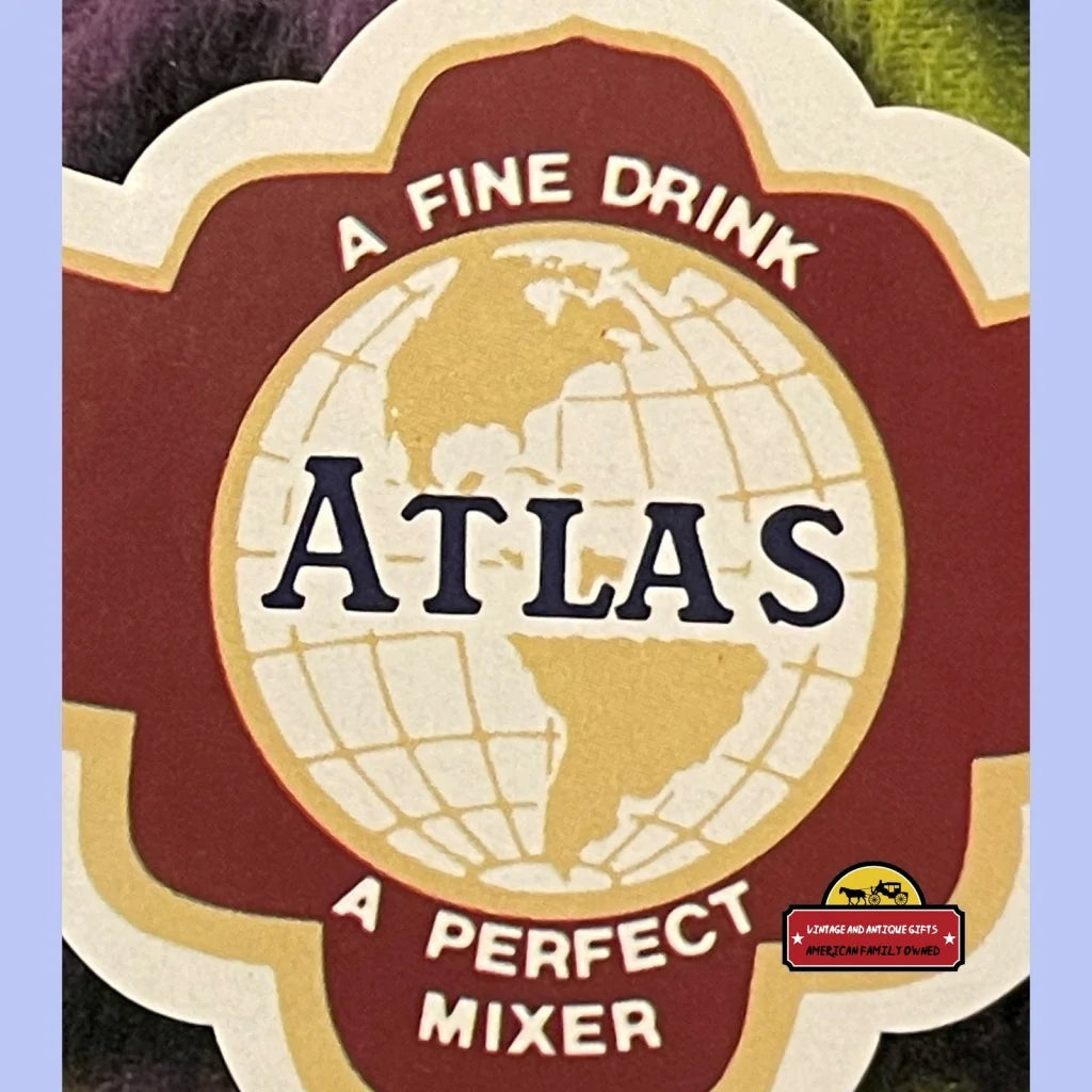 Rare Vintage 1950s - 1960s Atlas Cola Label Detroit MI 🌎 Advertisements Antique and Soda Labels 1950s-60s | Limited