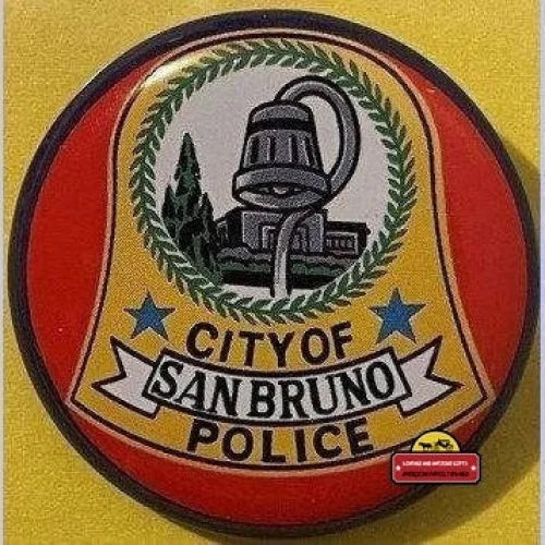 Rare Vintage 1950s Tin Litho Special Police Badge City of San Bruno CA Advertisements Antique Misc. Collectibles