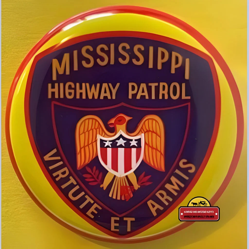 Rare Vintage 1950s Tin Litho Mississippi Highway Patrol Badge with eagle and shield design