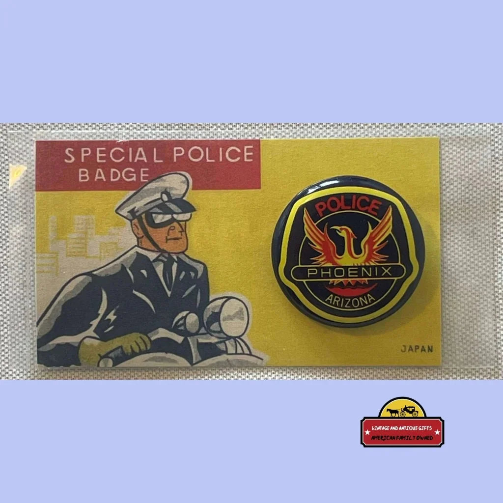 Special Police Badge display card with Phoenix emblem and tin litho officer illustration