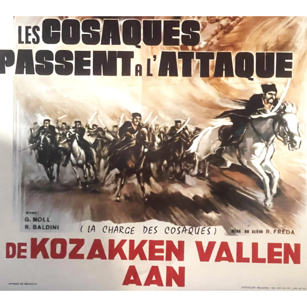 Rare Vintage 1960 Les Cosaques Passent a L’attaque Belgium Movie Poster! 🎥🍿 Advertisements Antique Collectible