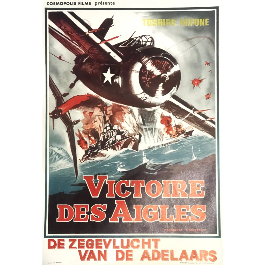 Rare Vintage 1960s -1970s Attack Squadron Victoire Des Aigles Belgium Movie Poster Advertisements Antique Collectible