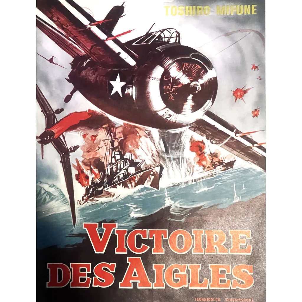 Rare Vintage 1960s -1970s Attack Squadron Victoire Des Aigles Belgium Movie Poster Advertisements and Antique Gifts