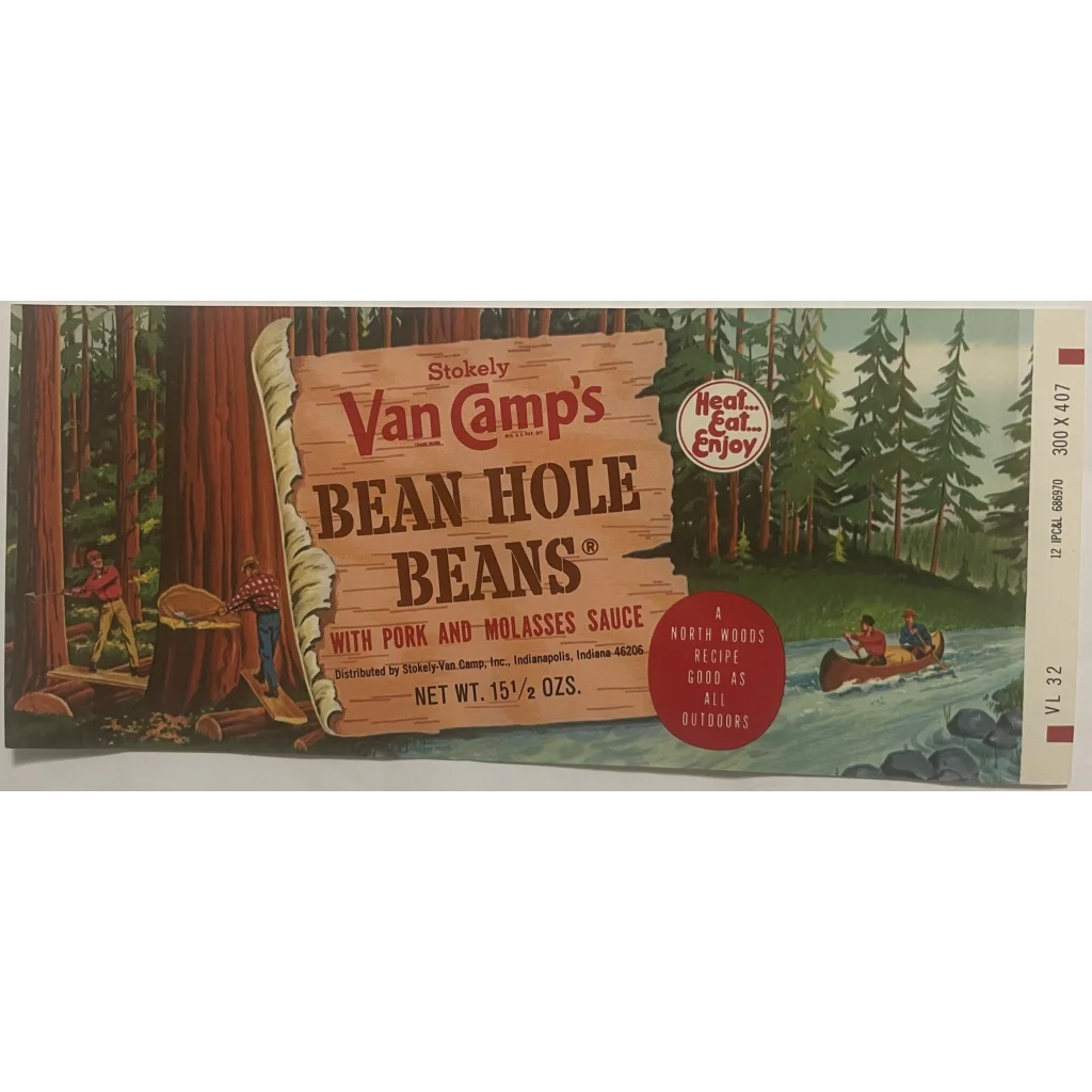 🔥 Rare Vintage 1960s Van Camps Beans Can Label Indianapolis IN Beautiful Collectible! Advertisements Antique Food