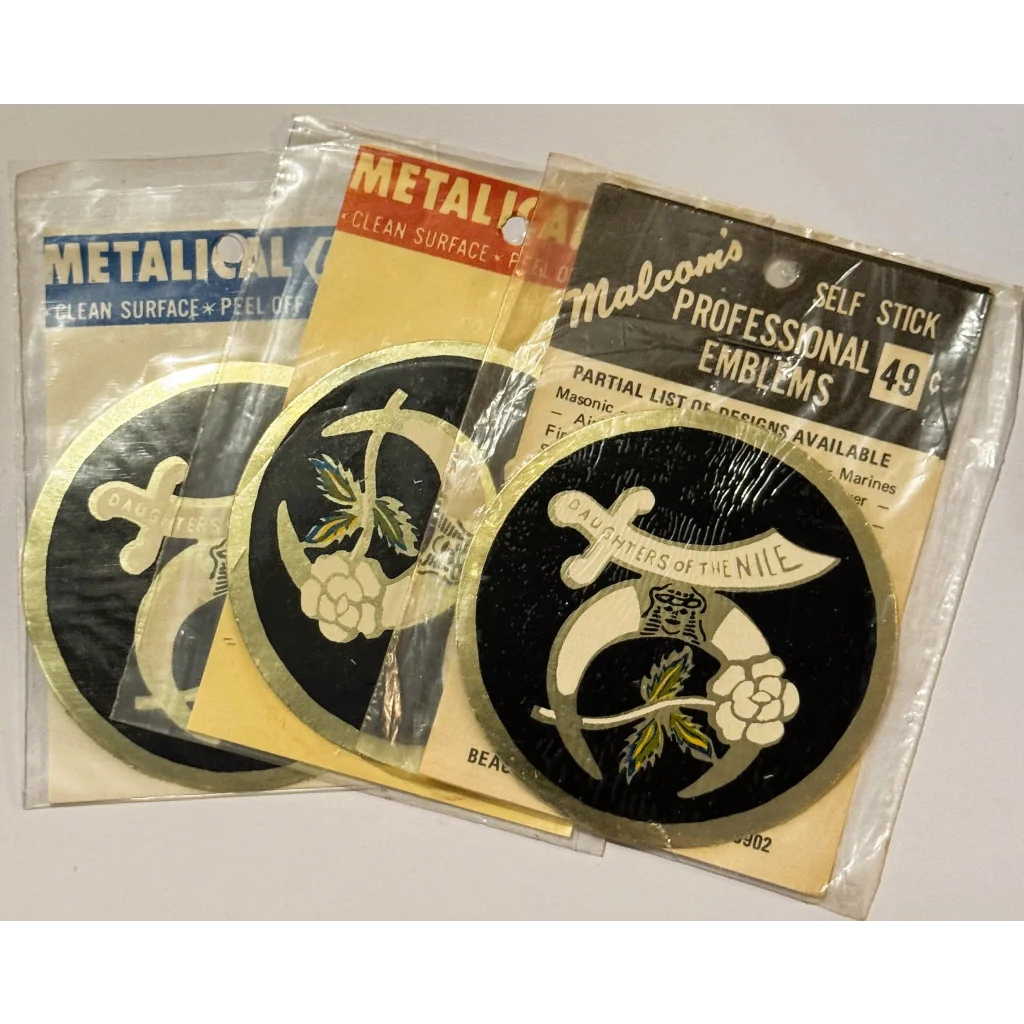 Vintage 1960s Daughters of the Nile emblems on rare vintage 1960s Embla Crest decal