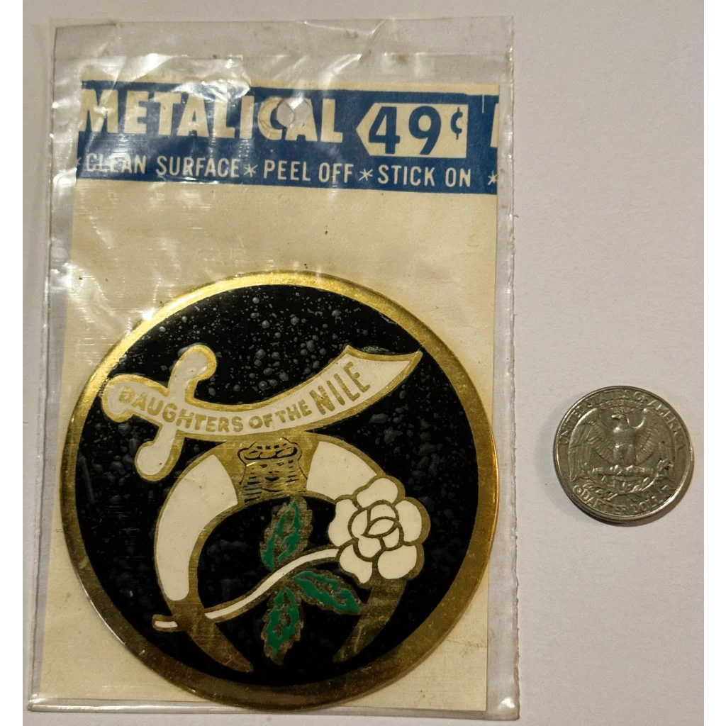 Vintage 1960s Daughters of the Nile sticker with Embla Crest for rare vintage collector vibe