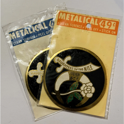 Rare vintage 1960s Daughters of the Nile decals featuring Embla Crest design