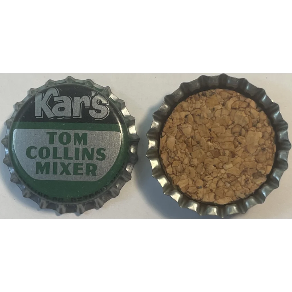 Rare Vintage 1960s Kar’s Tom Collins Mixer Cork Bottle Cap Detroit MI Collectibles Antique and Caps Swing into the 60s!