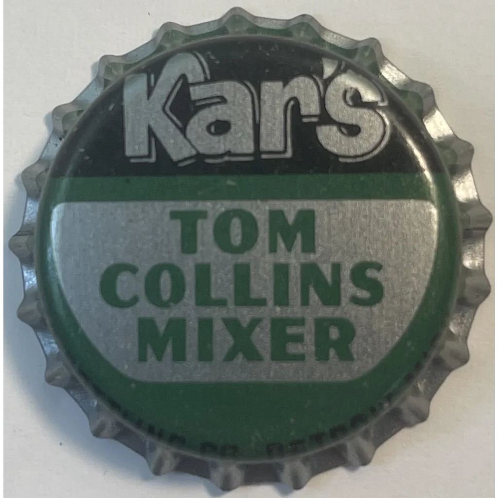 Rare Vintage 1960s Kar’s Tom Collins Mixer Cork Bottle Cap Detroit MI Collectibles Antique and Caps Swing into the 60s!