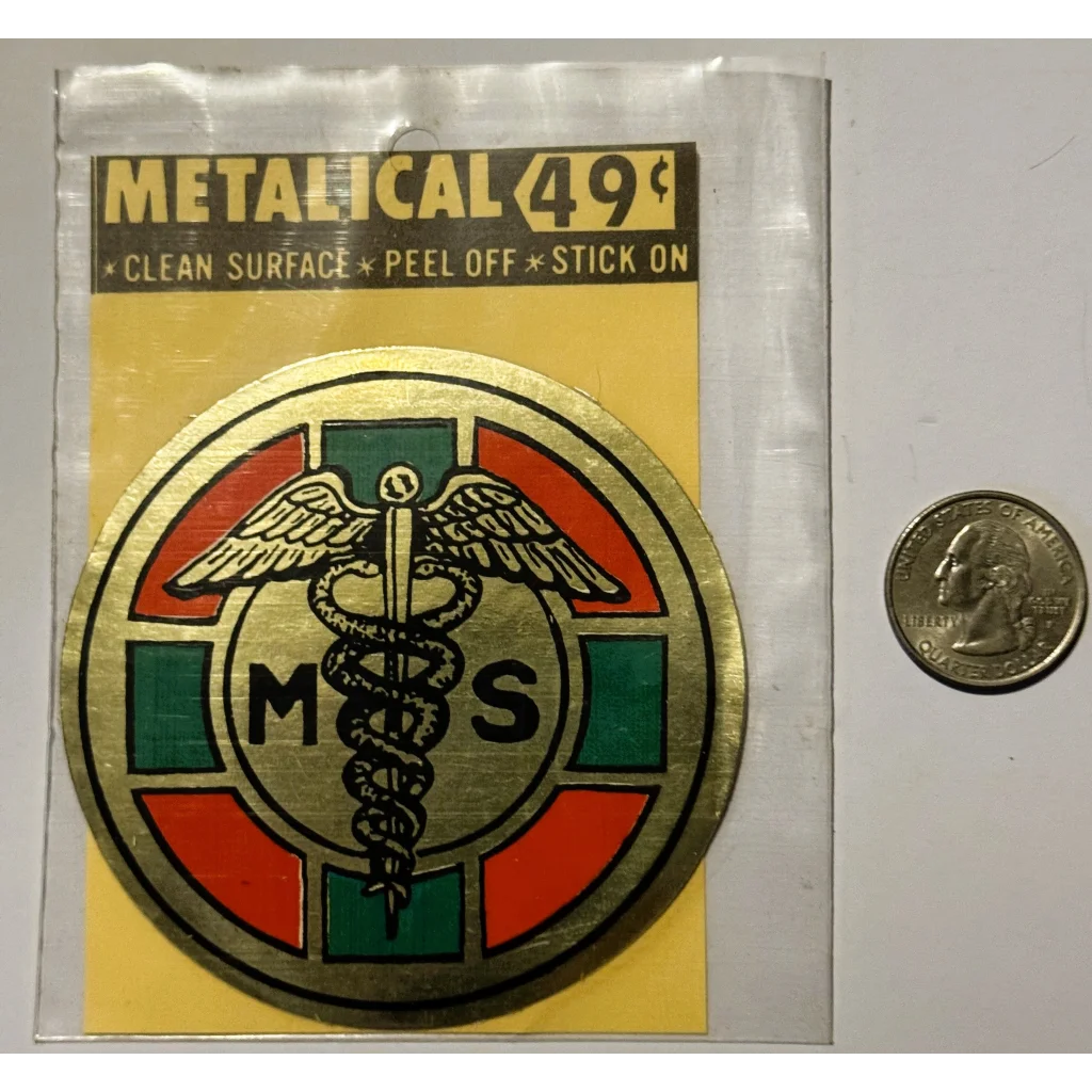 Rare vintage 1960s vintage 1960s medical caduceus emblem sticker for collectors