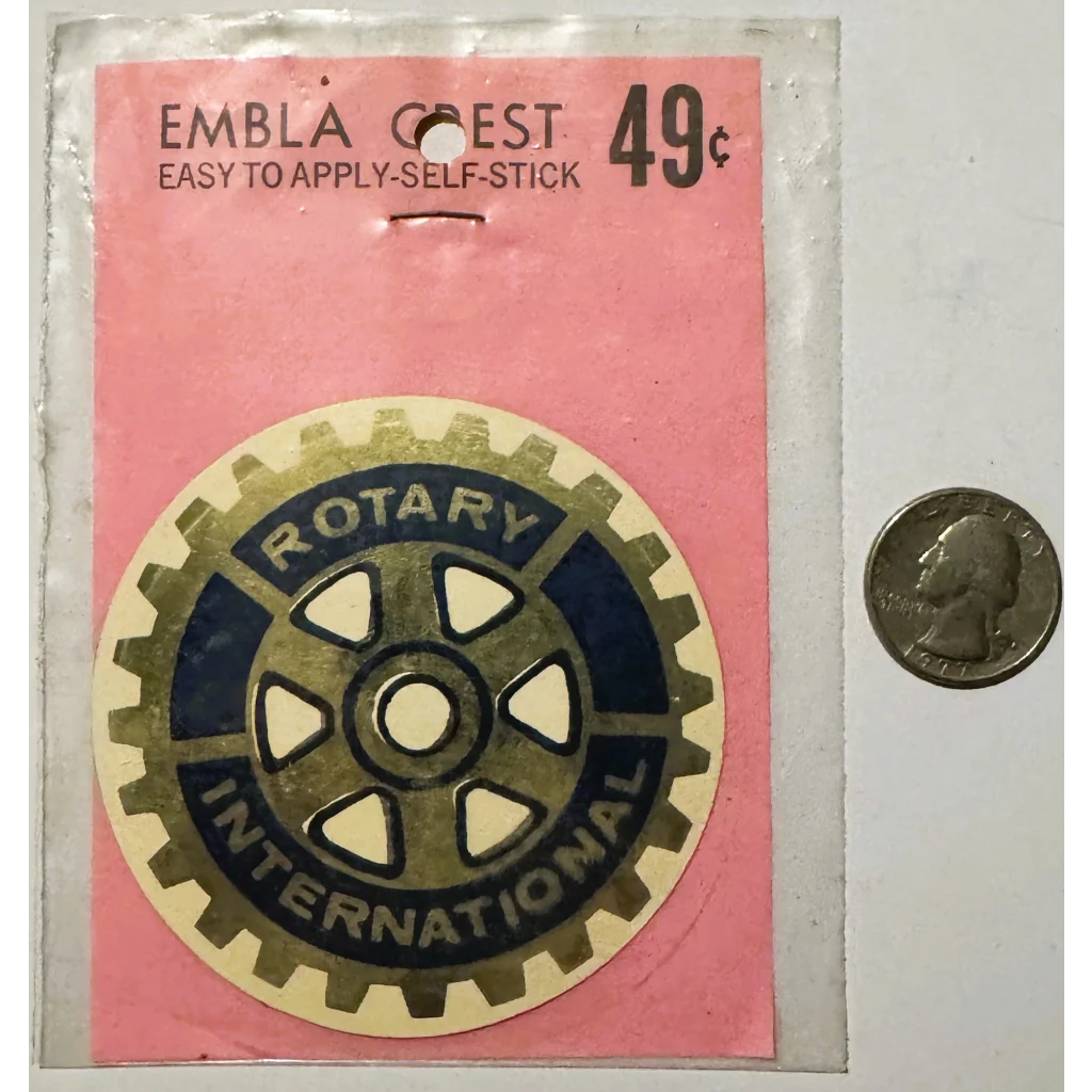 Rare vintage 1960s Rotary International Embla Crest decal sticker image