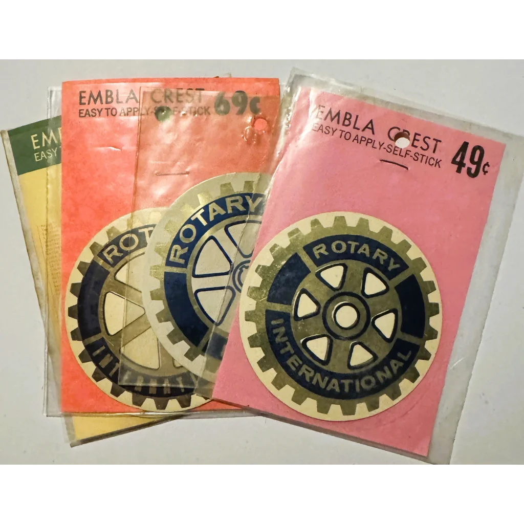 Rare vintage 1960s Rotary International Embla Crest decal stickers for collectors