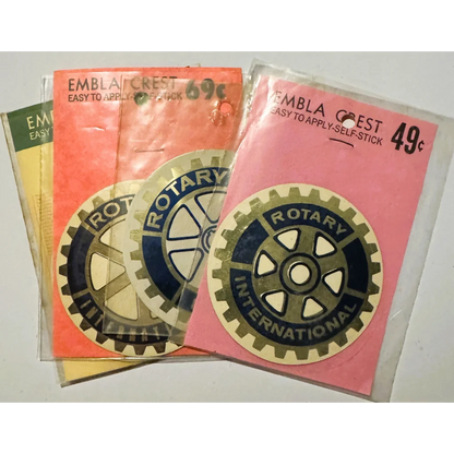 Rare vintage 1960s Rotary International Embla Crest decal stickers for collectors