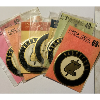 Rare vintage 1960s secretary self-stick emblem with Embla Crest decal for collectors