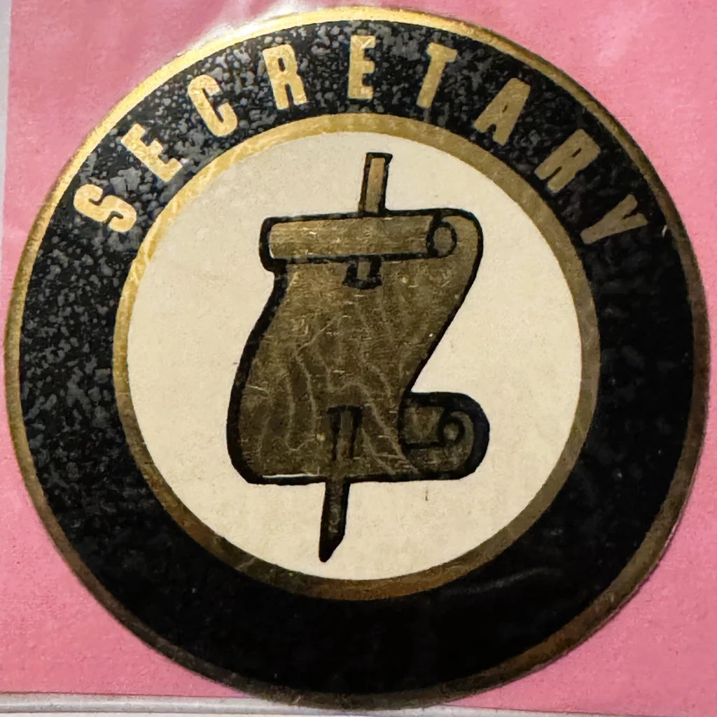Round secretary emblem from Rare Vintage 1960s Secretary Decal Embla Crest collectible