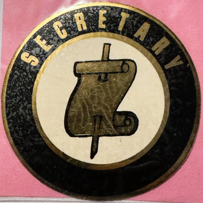 Round secretary emblem from Rare Vintage 1960s Secretary Decal Embla Crest collectible
