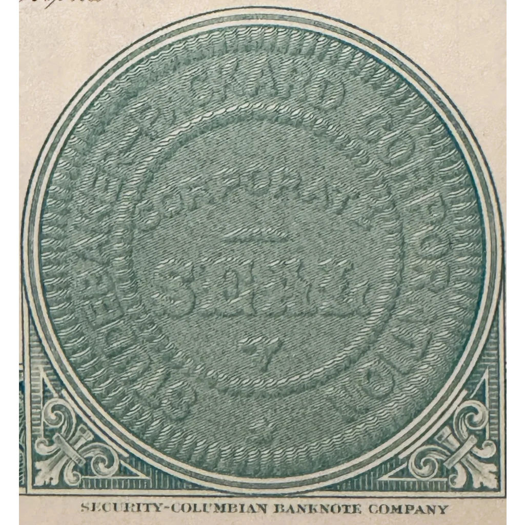 Vintage 1960s Studebaker stock certificate with circular embossed seal in teal color