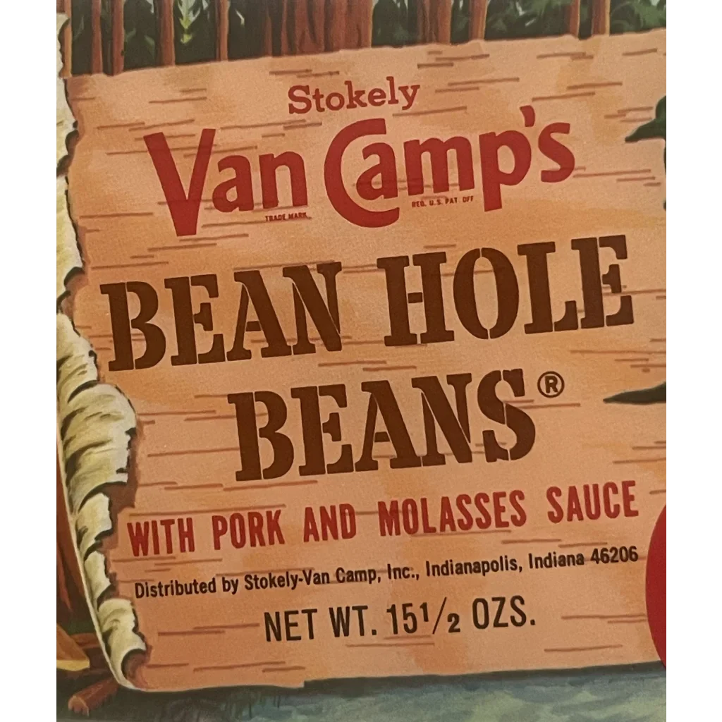 Vintage Van Camps Beans label featuring pork and molasses sauce design