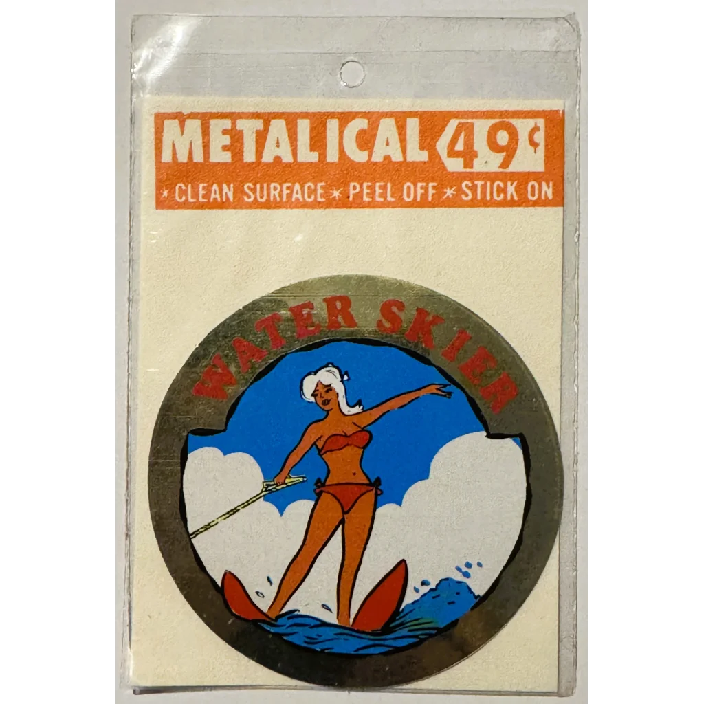 Vintage 1960s water skier sticker from rare vintage 1960s collection