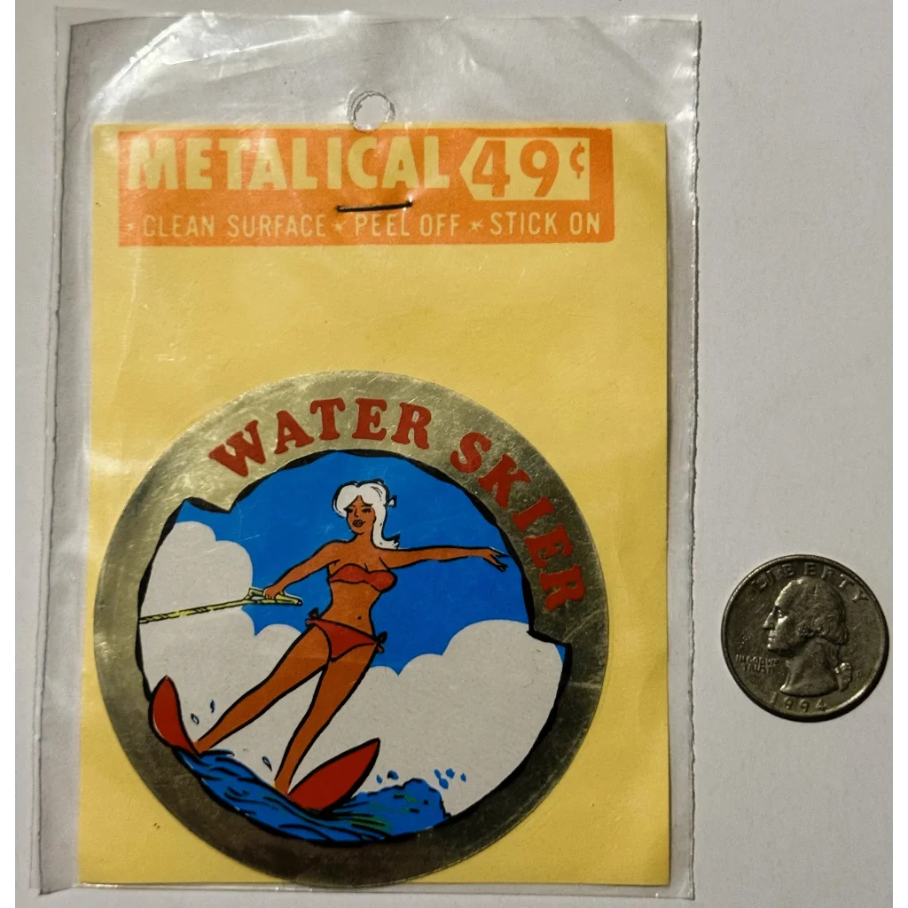 Vintage 1960s water skier sticker from the rare vintage 1960s collection