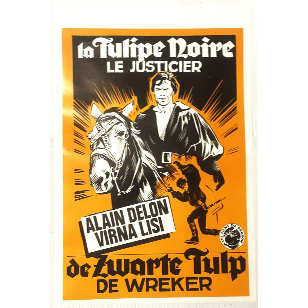 Rare Vintage 1964 The Black Tulip la Tulipe Noire Belgium Movie Poster Alain Delon! Advertisements Antique Collectible