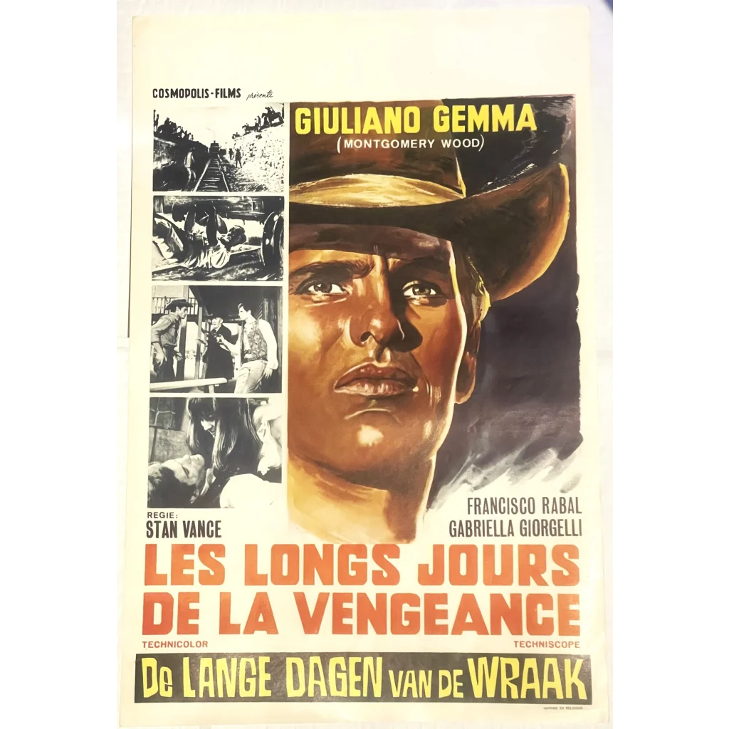 Rare Vintage 1967 Les Longs Jours De La Vengeance Belgium Movie Poster Western! Advertisements Antique Collectible