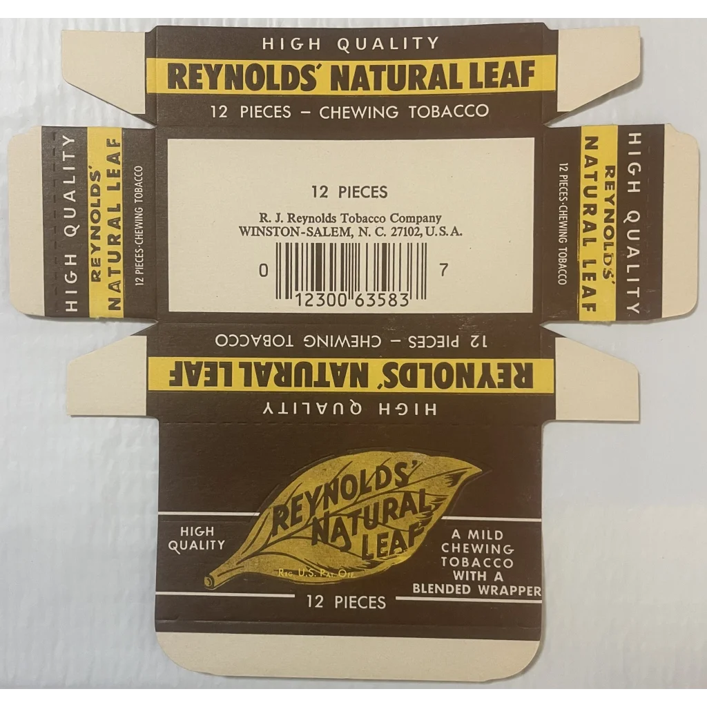 Rare Vintage 1970s Reynolds Natural Leaf 🍃 Tobacco Box Winston - Salem NC Advertisements Antique and Cigar Labels |
