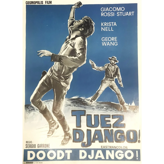 Rare Vintage 1971 Tuez Django Doodt Belgium Movie Poster Western Classic Advertisements - ⚖️