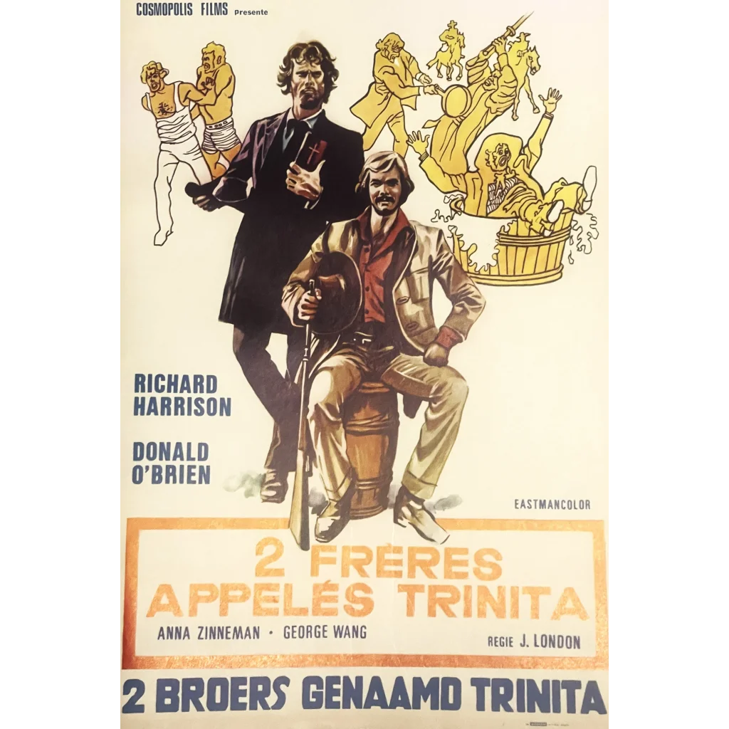 Rare Vintage 1972 2 Freres Appeles Trinita Belgium Movie Poster Classic Western Advertisements and Antique Gifts Home