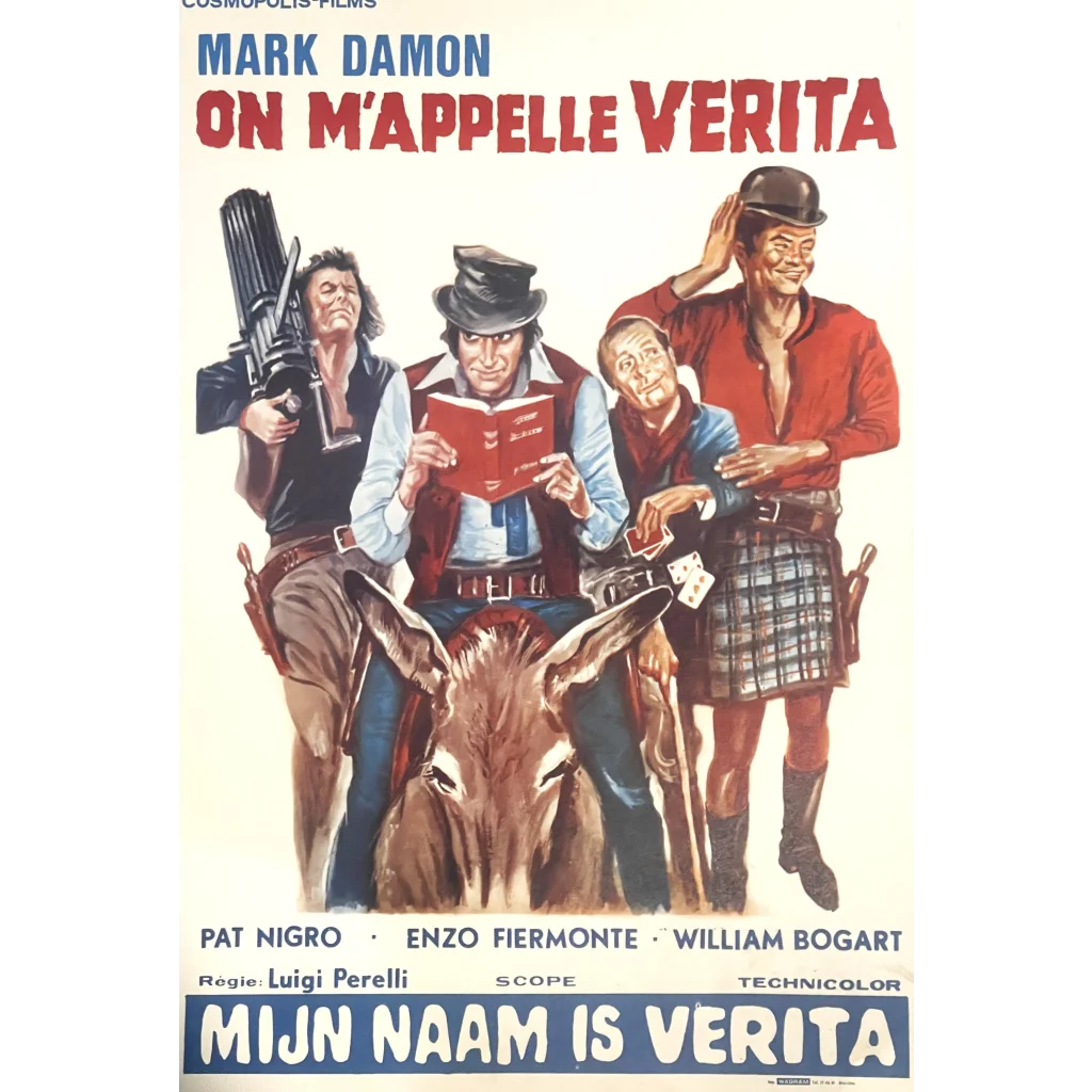 Rare Vintage 1972 They Called Him Veritas M’Apellee Verita Belgium Movie Poster Advertisements Antique Collectible