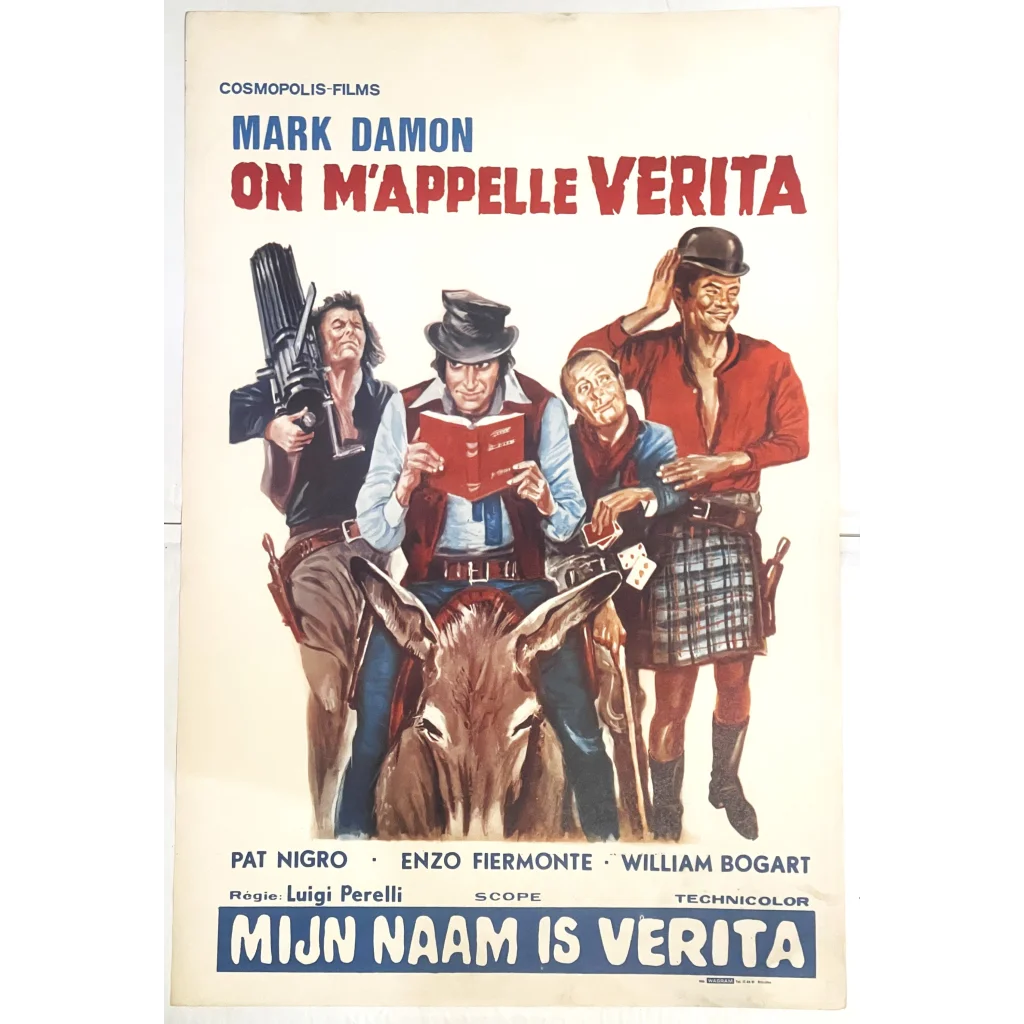 Rare Vintage 1972 They Called Him Veritas M’Apellee Verita Belgium Movie Poster Advertisements Antique Collectible