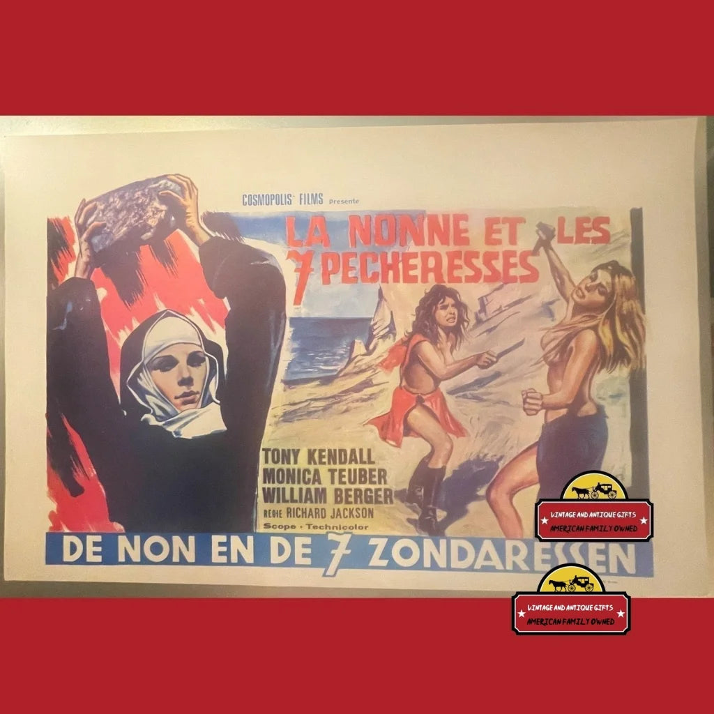 Rare Vintage 1973 Crucified Girls of San Ramon Belgium Movie Poster The Big Bust Out USA Release Advertisements Antique